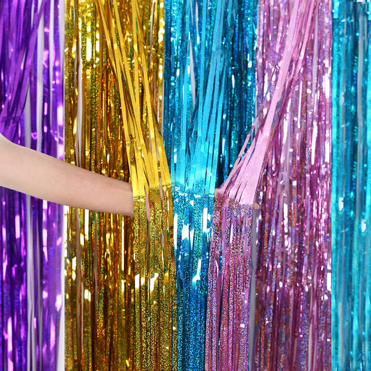 1-4m Tinsel Laser Curtain Birthday Halloween Bachelorette Party