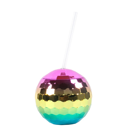 1970s Disco Ball Cups Flash Cocktail Cup Spherical Cup Straw Birthday
