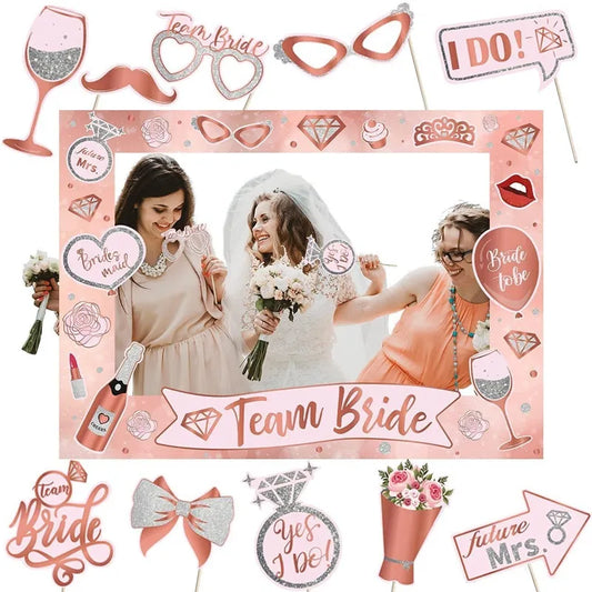 1Set Team Bride to be Photo Booth Props Paper Frame Bachelorette Party