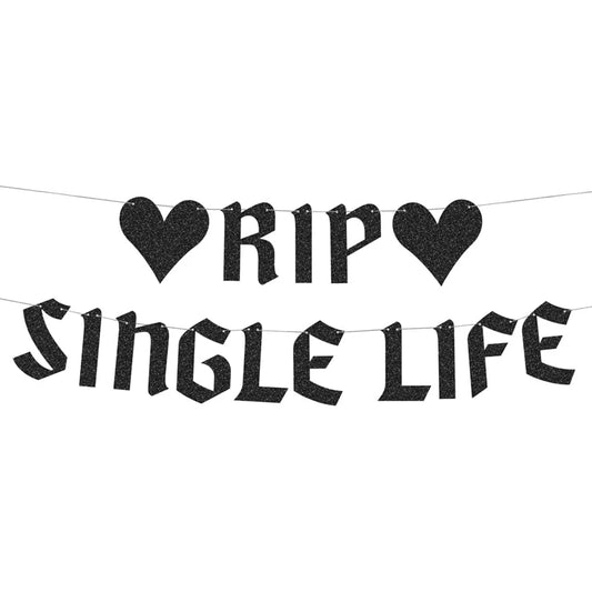 Fetti RIP Single Life Glitter banner - black, bachelorette party